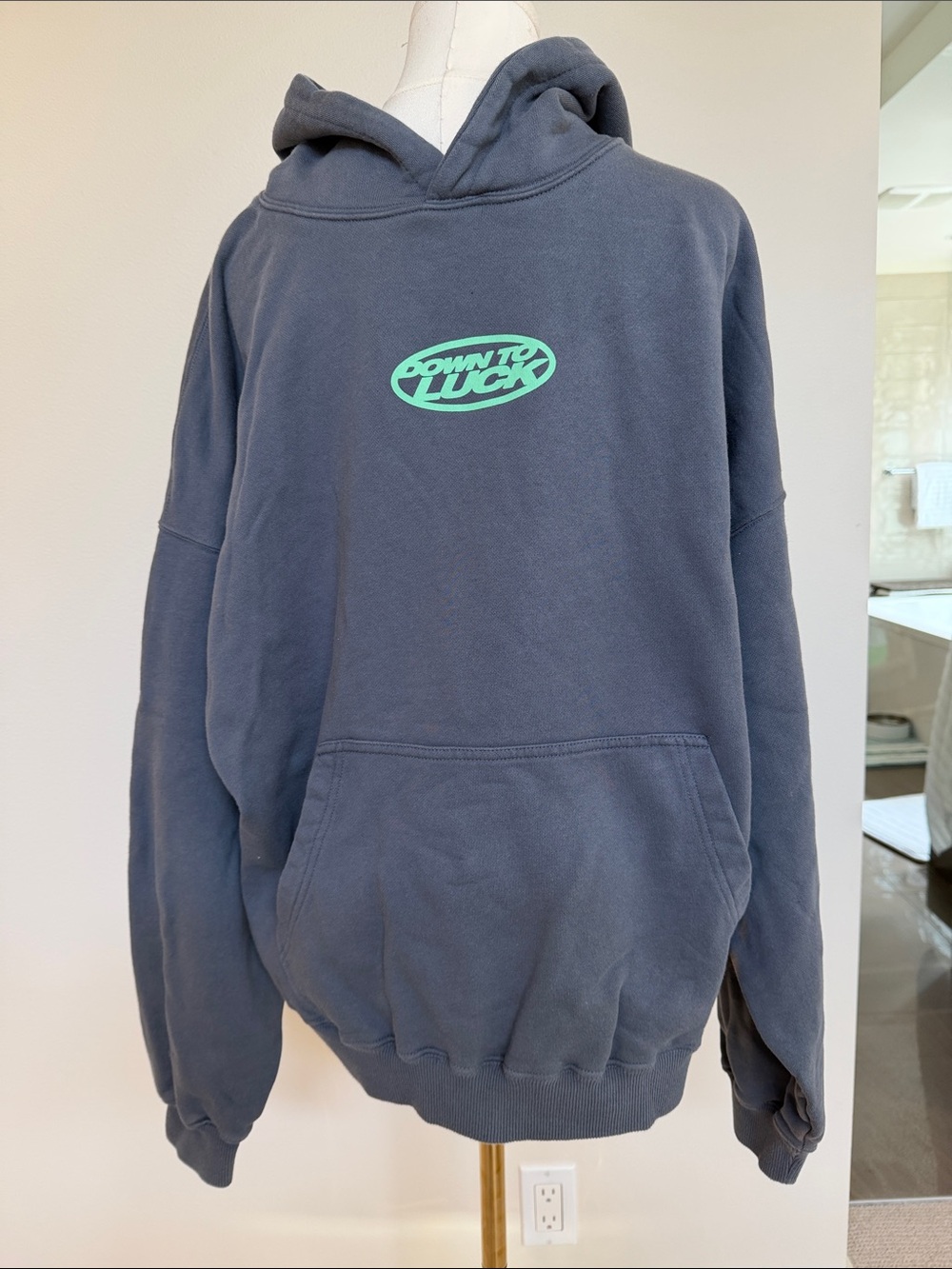Cold Culture Mens Grey/Blue Pullover Hoodie with Neon Logo